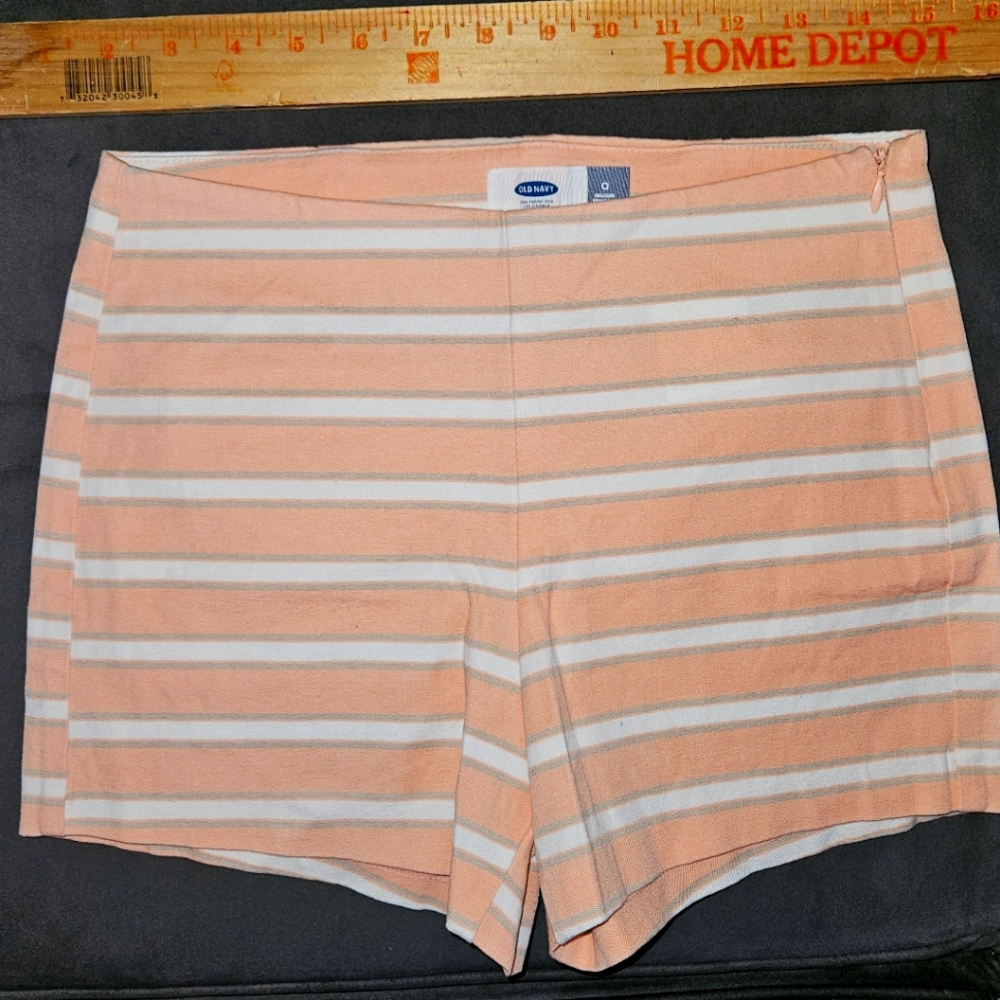 Old Navy High Waisted Votton Orange/white Striped  Shorts Size 0 #a20